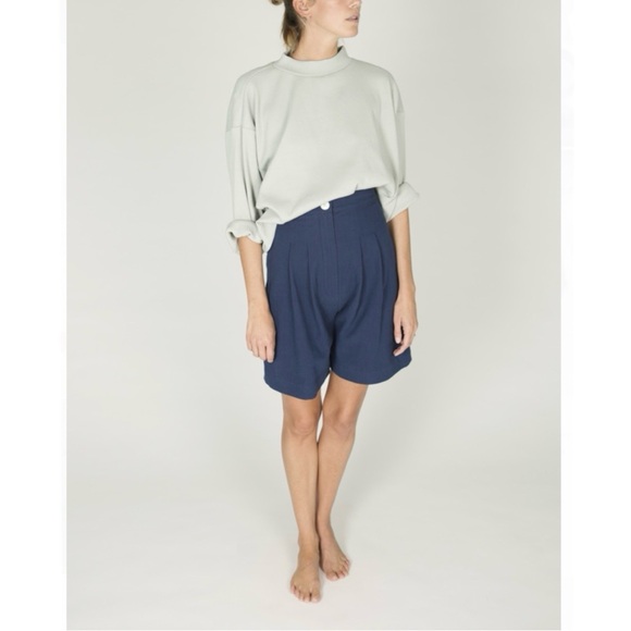 Ilana Kohn Pants - Ilana Kohn Boyd shorts in blue cotton/linen